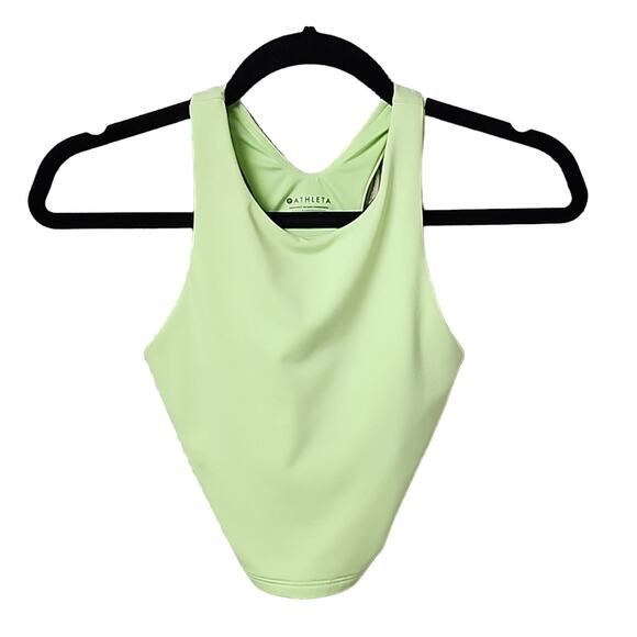 Athleta Cropped Neon Green Racer Back Athletic Tank Top Size XXS - Picture 1 of 9